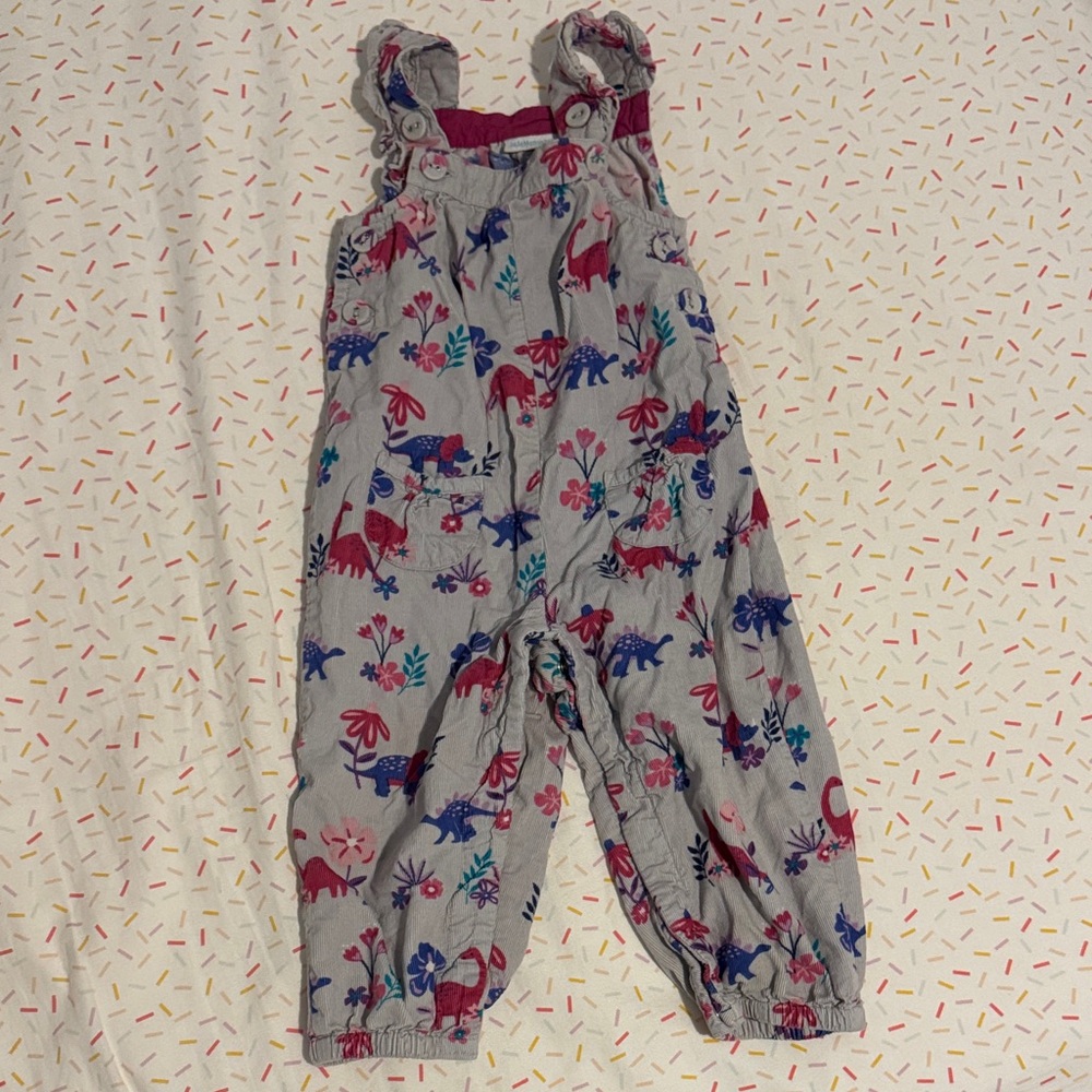 JoJo Maman Bebe Gray Dinosaur Overalls